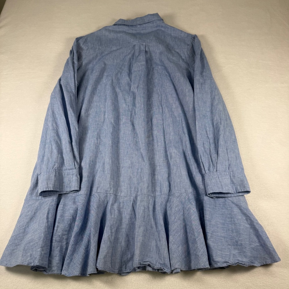 Tuckernuck Tunic Dress Womens XXL Blue Cotton Coastal Ruffle Puff Sleeve Pockets - Picture 9 of 9